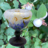 Daum Nancy Wheel Cut Cameo Glass Goblet, Decorated with Daffodil