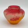 Emile Galle Cameo Glass Small Vase, Decorated with Rose Hips