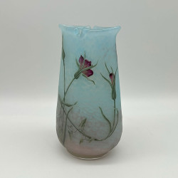 Daum Nancy Cameo and Enamelled Glass Vase Decorated with Flowers