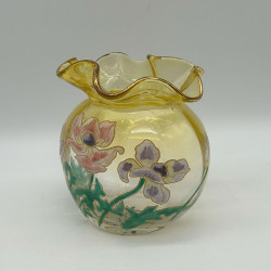 Lergas Mont Joye Glass Vase Enamelled with Poppies