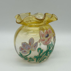 Lergas Mont Joye Glass Vase Enamelled with Poppies