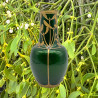 Mont Joye (Legras) Aventurine Green Vase Decorated with Mistletoes