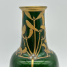 Mont Joye (Legras) Aventurine Green Vase Decorated with Mistletoes