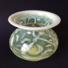 Vaseline Glass Vase decorated with floral pattern
