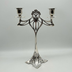 WMF Art Nouveau Pewter a Double Branches Candle Holder