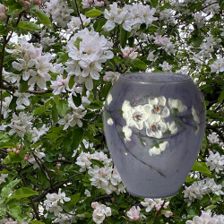 Argy Rousseau Pate De Verre Peach Blossom Vase