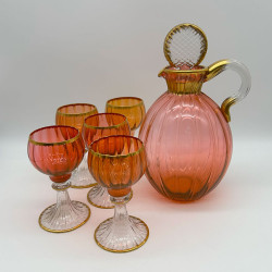 Daum Nancy Red and Luster color Set of one Decanter Set