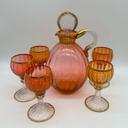 Daum Nancy Red and Luster color Set of one Decanter Set