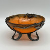 French Art Nouveau Glass and Wrought Iron Bowl by Val