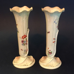 Pair of Royal Worcester Porcelain Blush Ivory Vases