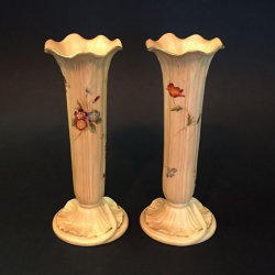 A pair of Royal Worcester Porcelain Blush Ivory Vases