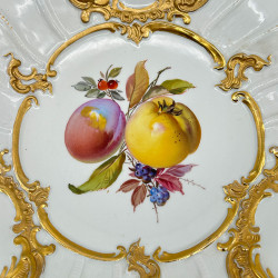 Meissen Porcelain Cabinet Plate Hand painted Fruits and Gilded Windows