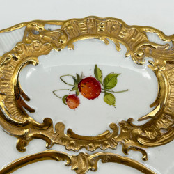 Meissen Porcelain Cabinet Plate Hand painted Fruits and Gilded Windows