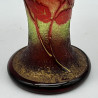 Old Baccarat Cameo Glass Vase, Moss Green Ground with Pattern, Acid Etched with Flowers