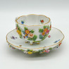 Meissen Porcelain Flower Encrusted Cup and Saucer