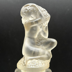 Rene Lalique Clear Glass "Myosotis" Sent Bottle with Figurine Stopper