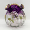 Legras Mont Joye Enamelled Glass Vase Decorated with Pansies