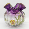 Legras Mont Joye Enamelled Glass Vase Decorated with Pansies