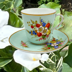 Royal Worcester Porcelain Cup and Saucer, hand...