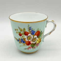 Royal Worcester Porcelain Cup and Saucer, hand Painted Bouquets