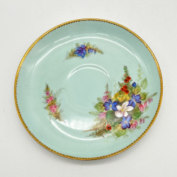 Royal Worcester Porcelain Cup and Saucer, hand Painted Bouquets