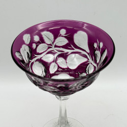 Stevens & Williams Amethyst overlay on Clear Cut Champagne Glass