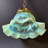 Richardson & Sons Vaseline Glass Pendant Lamp with Horse Chestnut Leaf Patten