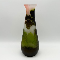 Emile Galle Glass Vase Acid Etched and Overlaid with Land Scape Scene
