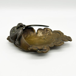 Art Nouveau French Bronze Tray a Lady Is Leaning The Half Moon