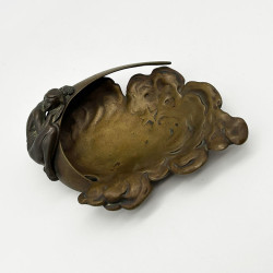 Art Nouveau French Bronze Tray a Lady Is Leaning The Half Moon