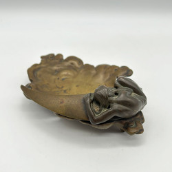 Art Nouveau French Bronze Tray a Lady Is Leaning The Half Moon