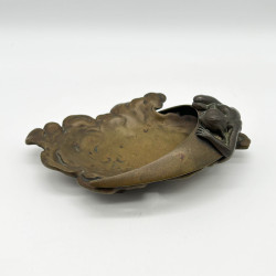 Art Nouveau French Bronze Tray a Lady Is Leaning The Half Moon