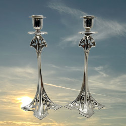 A  Pair WMF Art Nouveau Pewter and Silver...