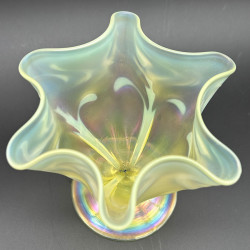 John Walsh Walsh Vaseline and Luster Glass Vase with Pattern
