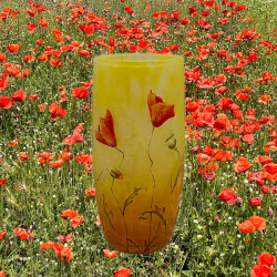 Daum Nancy Cameo and Enamelled Glass Poppy Vase