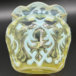 John Walsh Walsh Vaseline Glass Vase with Opaline Brocade Pattern