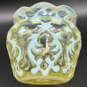 John Walsh Walsh Vaseline Glass Vase with Opaline Brocade Pattern
