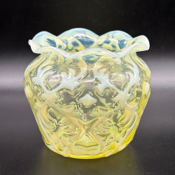 John Walsh Walsh Vaseline Glass Vase with Opaline Brocade Pattern