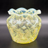 John Walsh Walsh Vaseline Glass Vase with Opaline Brocade Pattern