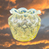 John Walsh Walsh Vaseline Glass Vase with Opaline Brocade Pattern
