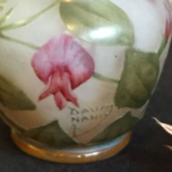 Daum Nancy Cameo and Enamelled Glass Small Pretty Sweetpea Vase