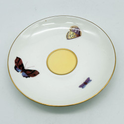 Wedgwood Porcelain Butterfly Handled Cup and Sauce Decorated with Butterflies