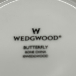 Wedgwood Porcelain Butterfly Handled Cup and Sauce Decorated with Butterflies