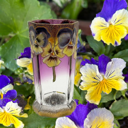 Legras Mont Joys Enameled Glass Vase, Decorated...