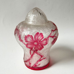 Old Baccarat Acid Etched Glass Ceiling Lamp Decorated with Flowers