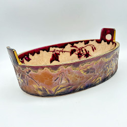 Legras Mont Joys Glass Jardinière Acid Etched and Gilded with Fuchsias