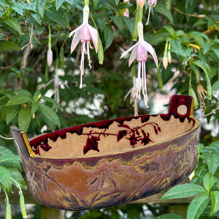 Legras Mont Joys Glass Jardinière Acid Etched and Gilded with Fuchsias