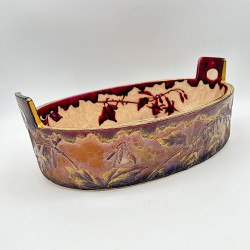Legras Mont Joys Glass Jardinière Acid Etched and Gilded with Fuchsias