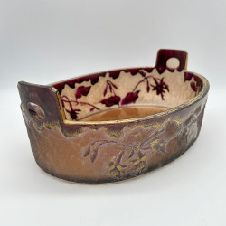 Legras Mont Joys Glass Jardinière Acid Etched and Gilded with Fuchsias