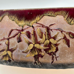Legras Mont Joys Glass Jardinière Acid Etched and Gilded with Fuchsias
